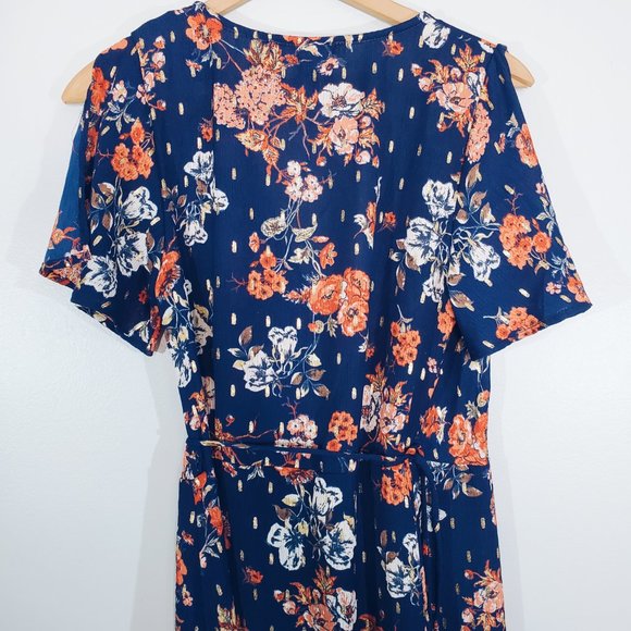 Lulu's Divine Days Navy Blue Floral Print Wrap Maxi Dress S - Picture 14 of 14